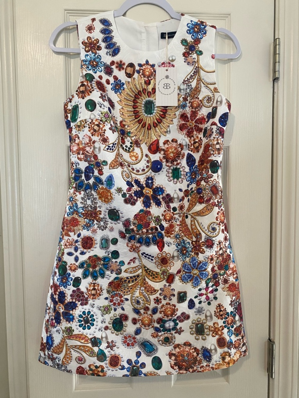 NWT Jewel Pattern Sleeveless Bella Barnett Mini Dress S - Picture 4 of 13